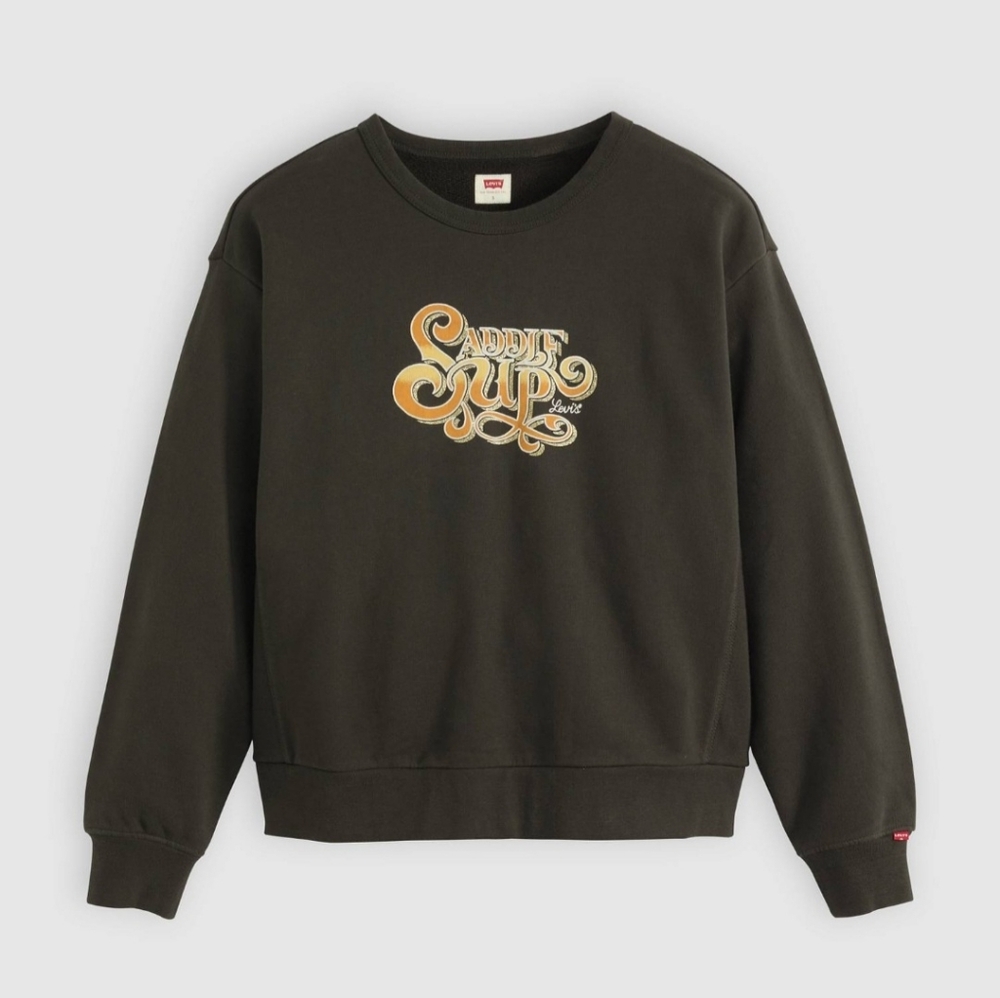 Levi's Womens Pirate Black Crewneck Sweatshirt with Saddle Up Graphic